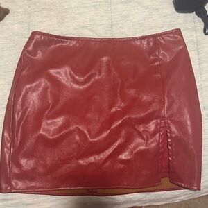 Fashion Nova Red Faux Leather Pencil Skirt